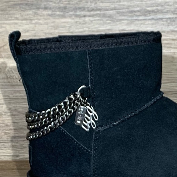 UGG Women’s Classic Mini Chain Black Suede Boots - Picture 5 of 11